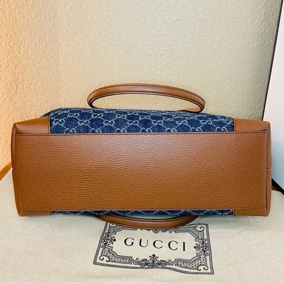 GUCCI Ophidia Medium Jacquard Denim GG Tote Bag NWT  with Original Dustbag - Picture 12 of 14